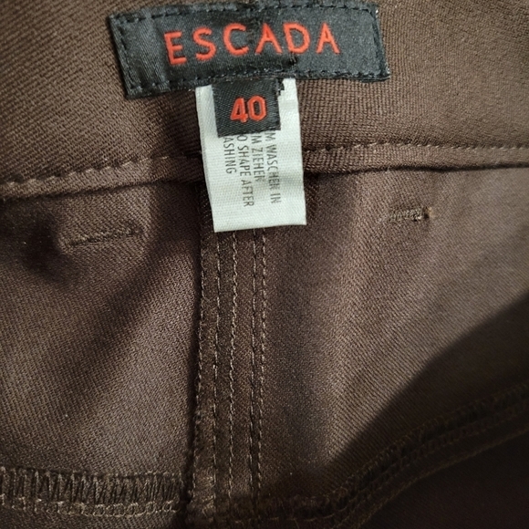Escada Dark Brown Straight Leg Pants - Picture 6 of 9